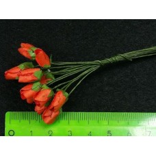 Бутоньерки бумажные Розы, 9,5 см (оранжевые)